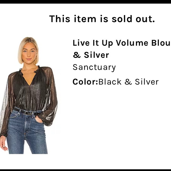 NWT Revolve Live It Up Blouse in Black & Silver - Picture 3 of 3